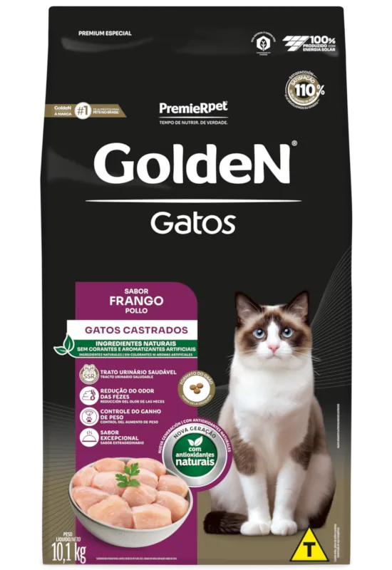 Embalagem de GoldeN Gatos Castrados Frango