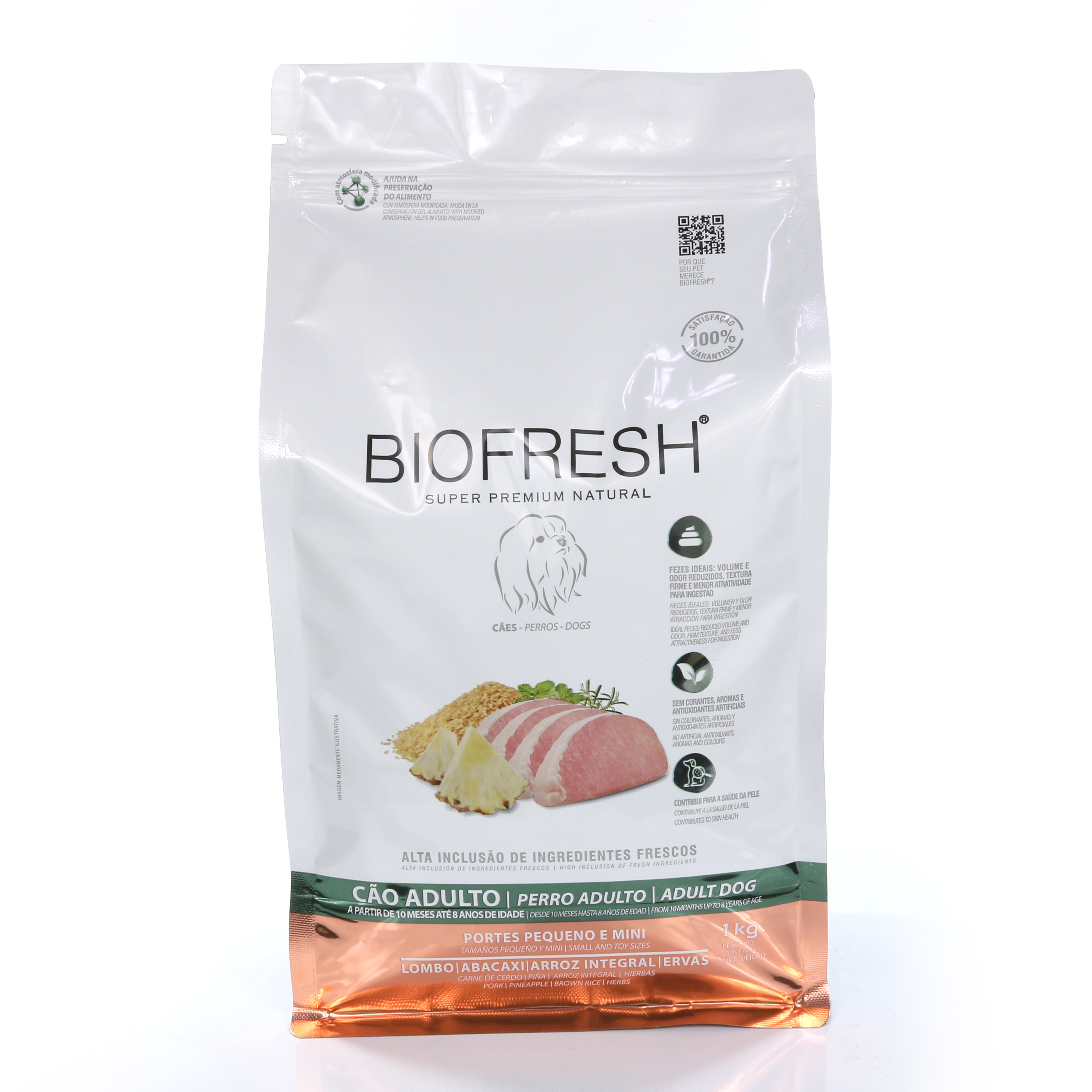 Embalagem de Biofresh Cão Adulto Raças Minis e Pequenas Lombo, Abacaxi, Arroz Integral e Ervas