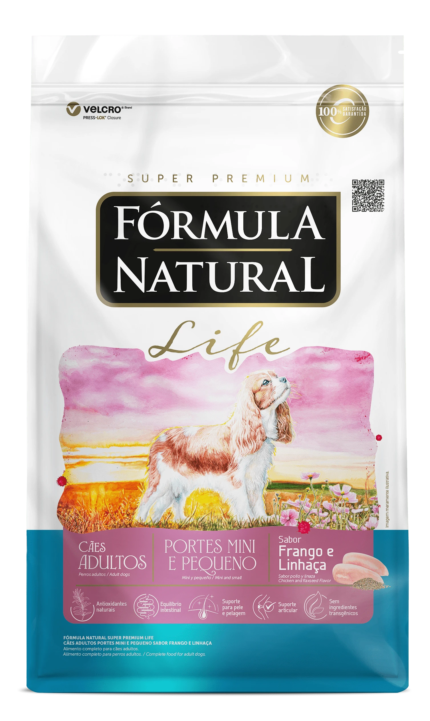 Packshot oficial de Fórmula Natural Super Premium Life Cães Adultos Portes Mini e Pequeno Frango e Linhaça