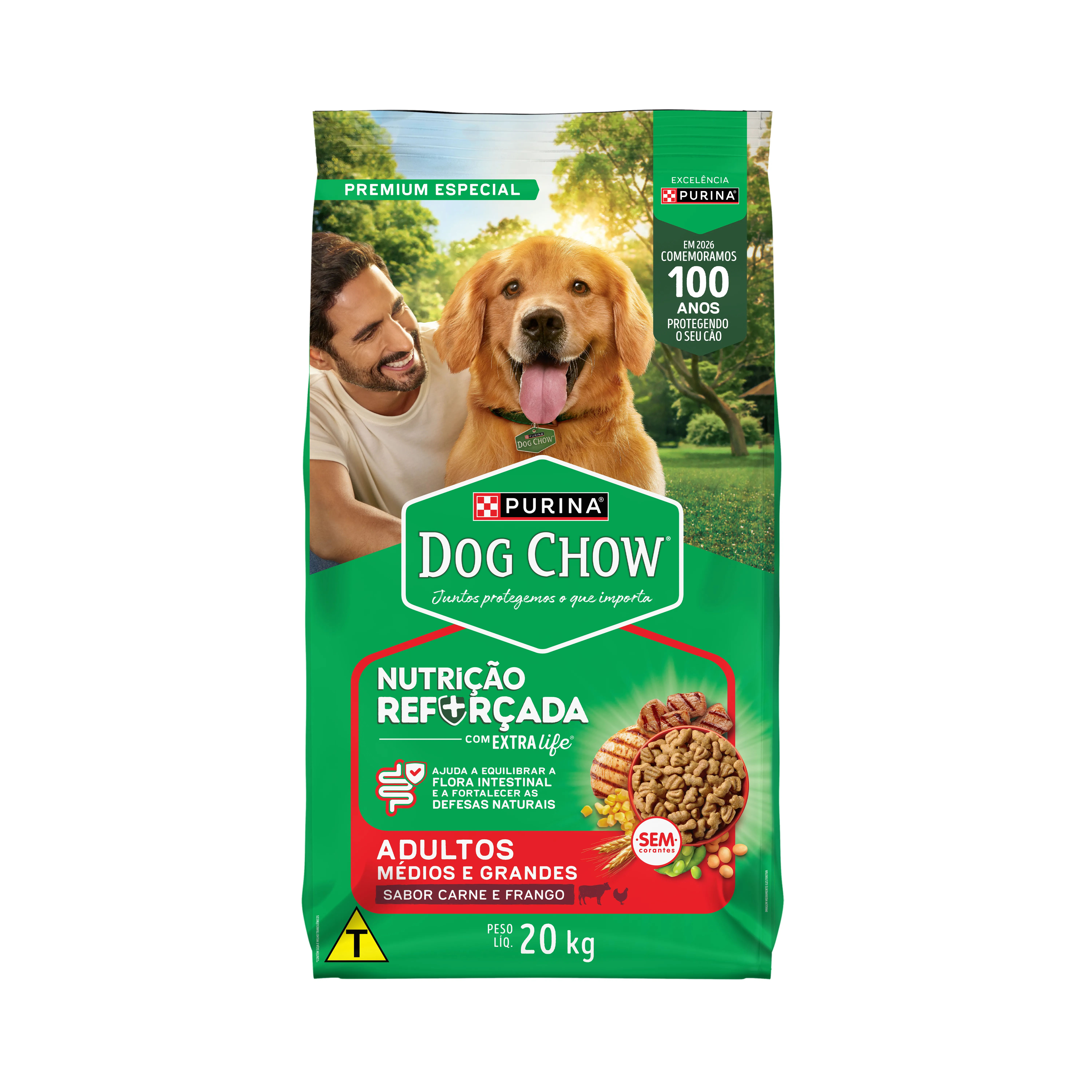Embalagem de Dog Chow Dog Chow Adultos Médios e Grandes para Cão Adulto Médios e Grandes Sabor Carne & Frango