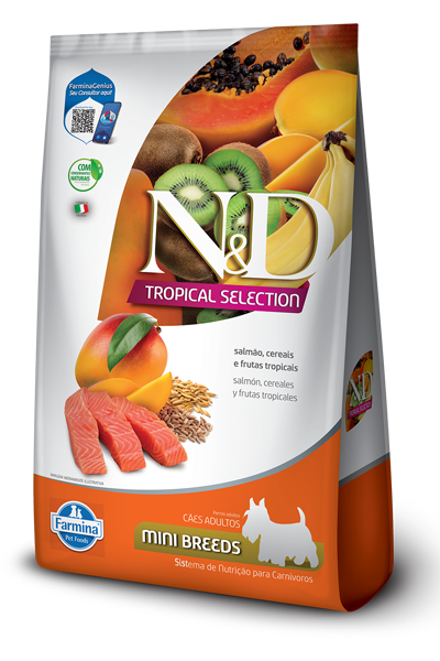 Embalagem de N&D Tropical Selection Canine Salmão Adult Mini