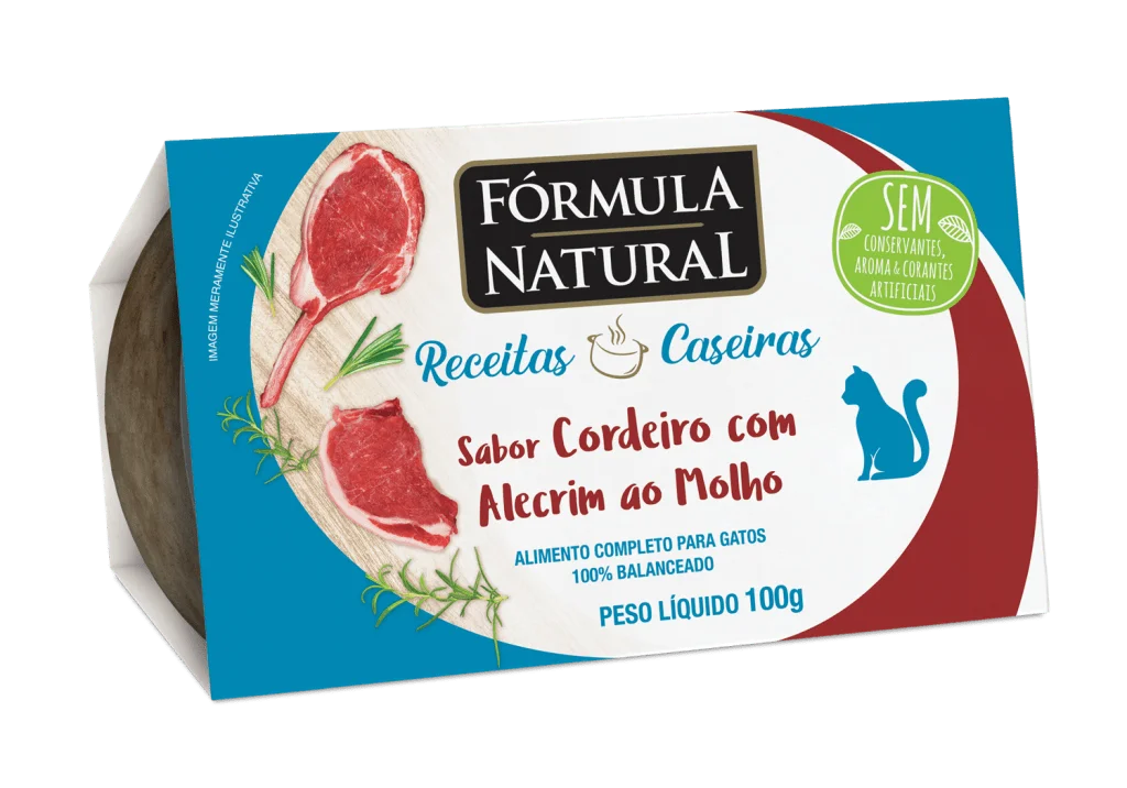 Embalagem de Fórmula Natural Receitas Caseiras Gatos Adultos Cordeiro com Alecrim ao Molho