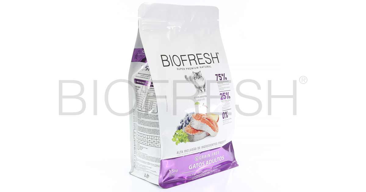 Embalagem de Biofresh Gatos Adultos Salmão, Maçã, Orégano e Blueberry
