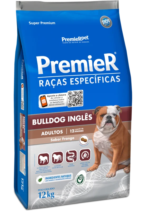 Embalagem de PremieR Raças Específicas Bulldog Inglês Adultos Porte Médio Frango