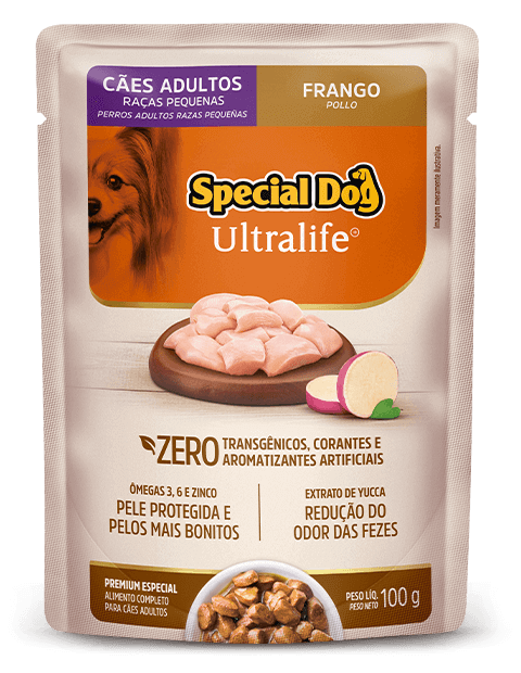 Embalagem de Special Dog Ultralife Cães Adultos Raças Pequenas Sabor Frango (Sachê)