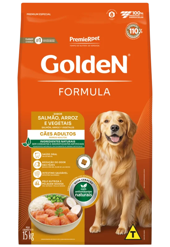 Embalagem de GoldeN Formula Cães Adultos Salmão & Arroz