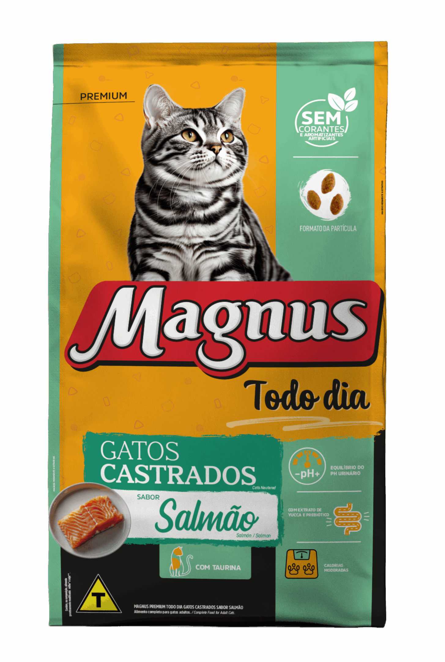 Embalagem de Magnus Premium Todo Dia Gatos Adultos Sabor Salmão