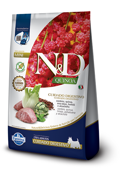 Embalagem de N&D Quinoa Canine Cuidado Digestivo Adulto Mini Cordeiro