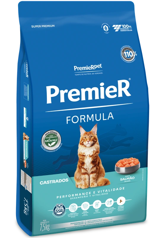 Embalagem de PremieR Formula Gatos Castrados Salmão