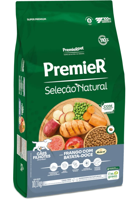 Embalagem de PremieR Seleção Natural Cães Filhotes Frango Korin & Batata-doce