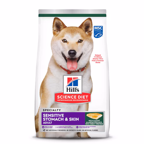 Embalagem de Hill's Science Diet Pele Sensível Cães Adultos com Proteína Sustentável