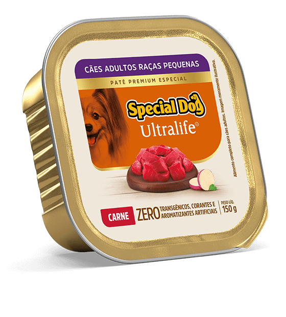 Embalagem de Patê Special Dog Ultralife Adultos Raças Pequenas Sabor Carne