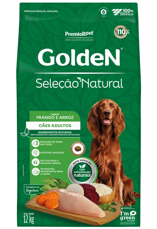 Embalagem de GoldeN Seleção Natural Cães Adultos Frango & Arroz