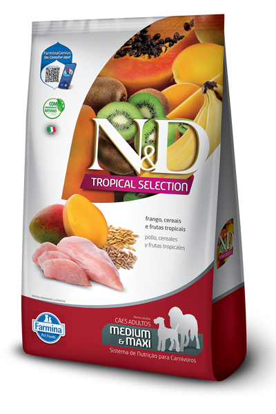 Embalagem de N&D Tropical Selection Canine Frango Adult Medium & Maxi