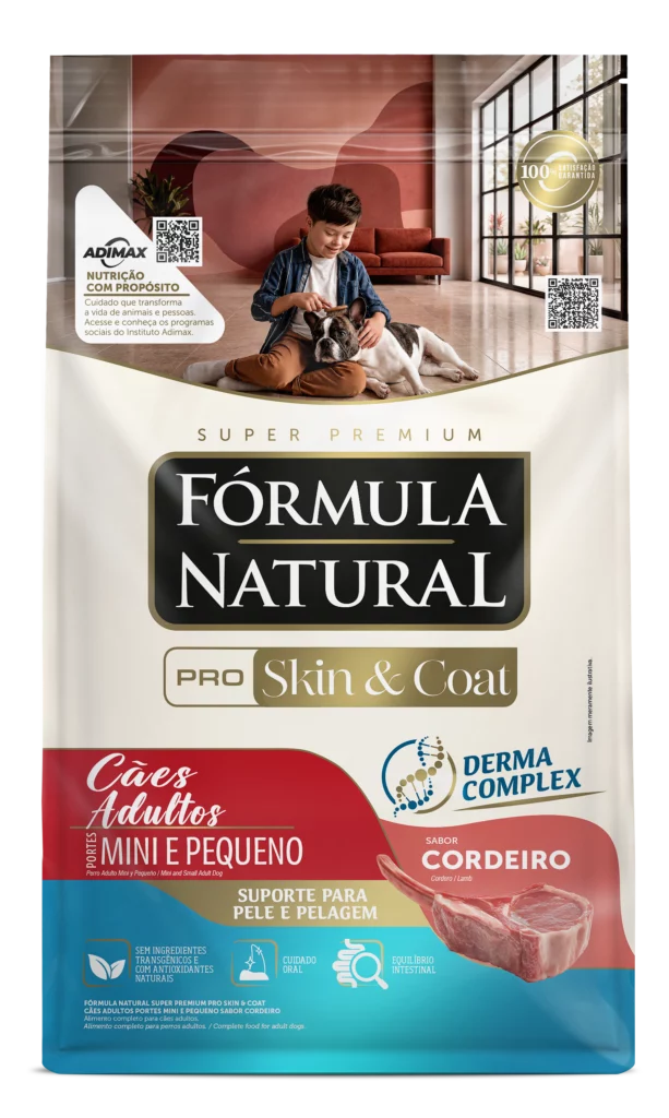 Embalagem de Fórmula Natural Super Premium Pro Skin & Coat Cães Adultos Portes Mini e Pequeno Sabor Cordeiro