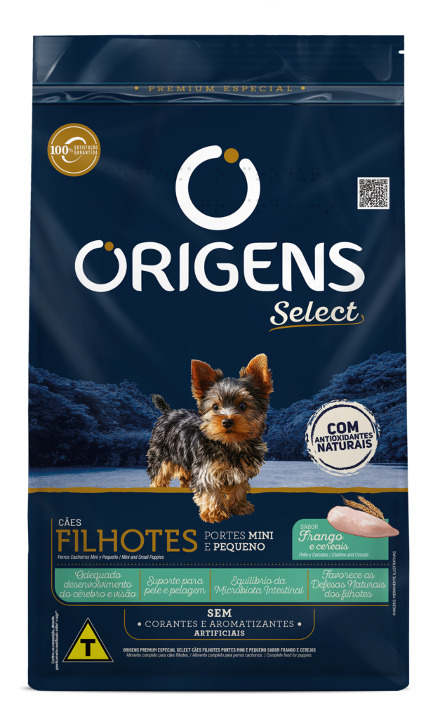 Embalagem de Origens Premium Especial Select Cães Filhotes Portes Mini e Pequeno Sabor Frango e Cereais