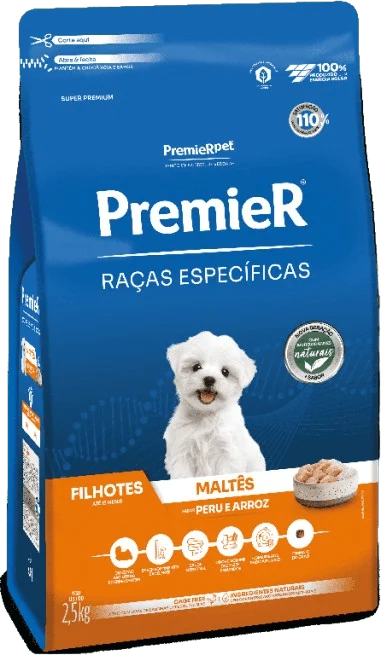 Embalagem de PremieR Raças Específicas Maltês Filhotes Porte Pequeno Peru & Arroz