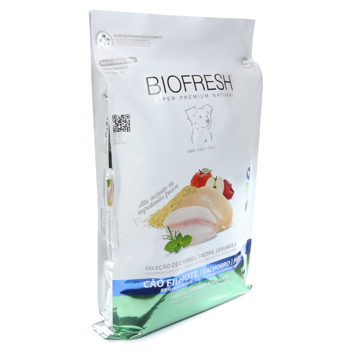 Embalagem de Biofresh Cão Filhote Raças Grandes e Gigantes Mix de Carnes, Frutas e Vegetais