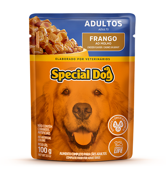 Embalagem de Special Dog Cães Adultos Sabor Frango (Sachê)