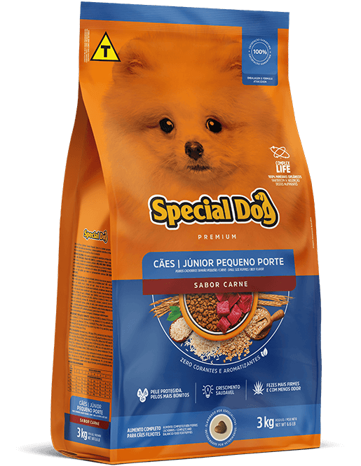 Embalagem de Special Dog Júnior Pequeno Porte Sabor Carne