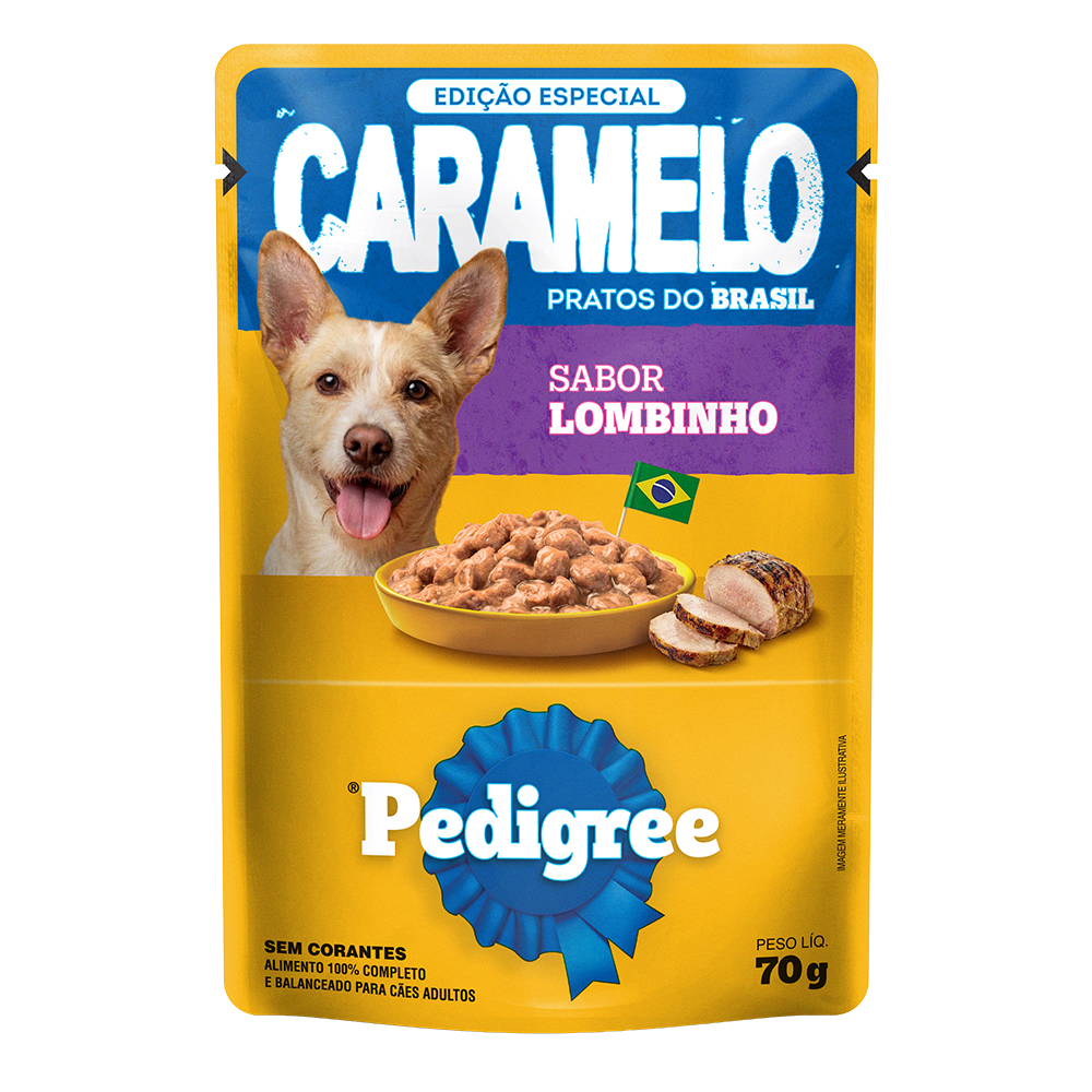 Embalagem de Pedigree Caramelo Sachê Lombinho Adulto
