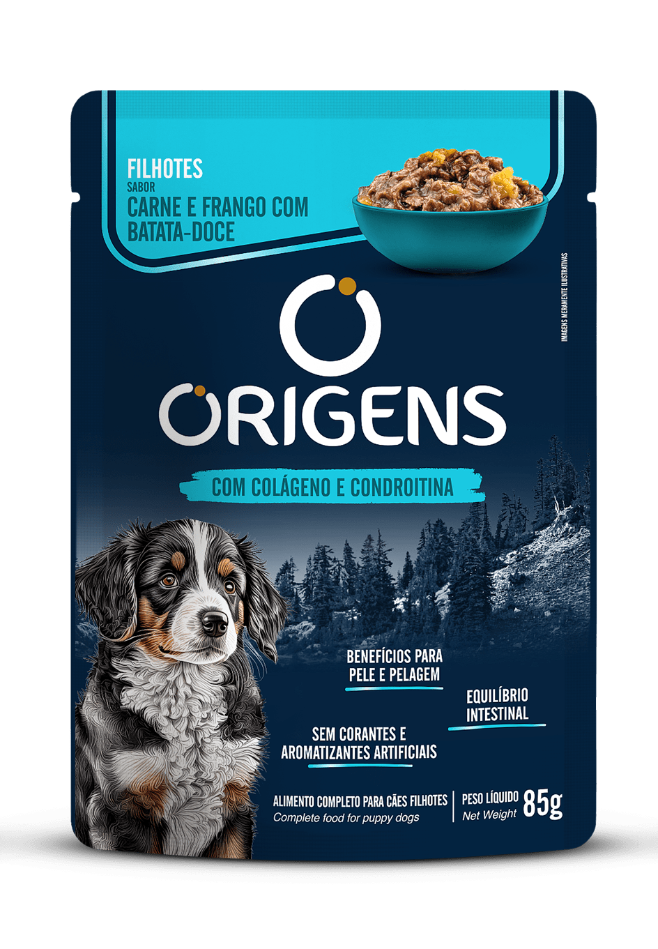 Embalagem de Origens Premium Especial Cães Filhotes Sabor Carne e Frango com Batata-doce