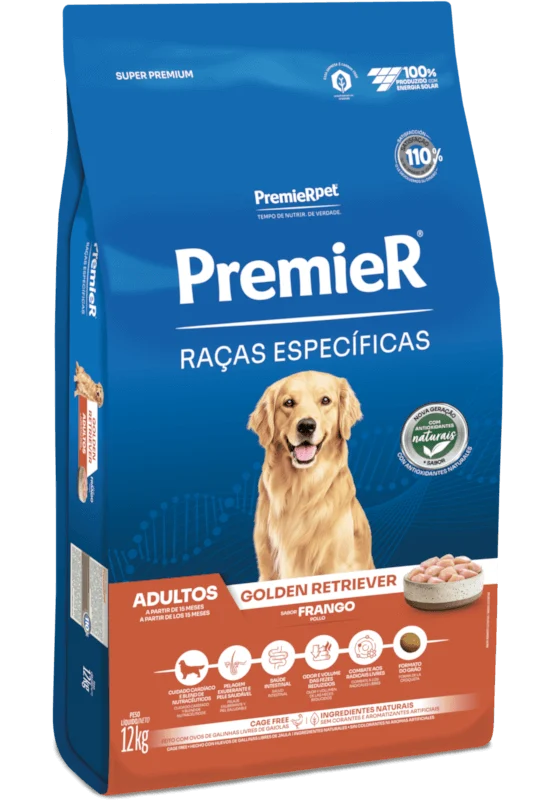 Embalagem de PremieR Raças Específicas Golden Retriever Adultos Porte Grande Frango