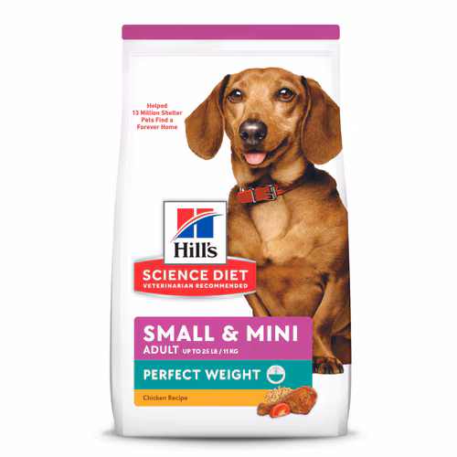 Embalagem de Hill's Science Diet Peso Perfeito Pequenos e Mini Cães Adultos