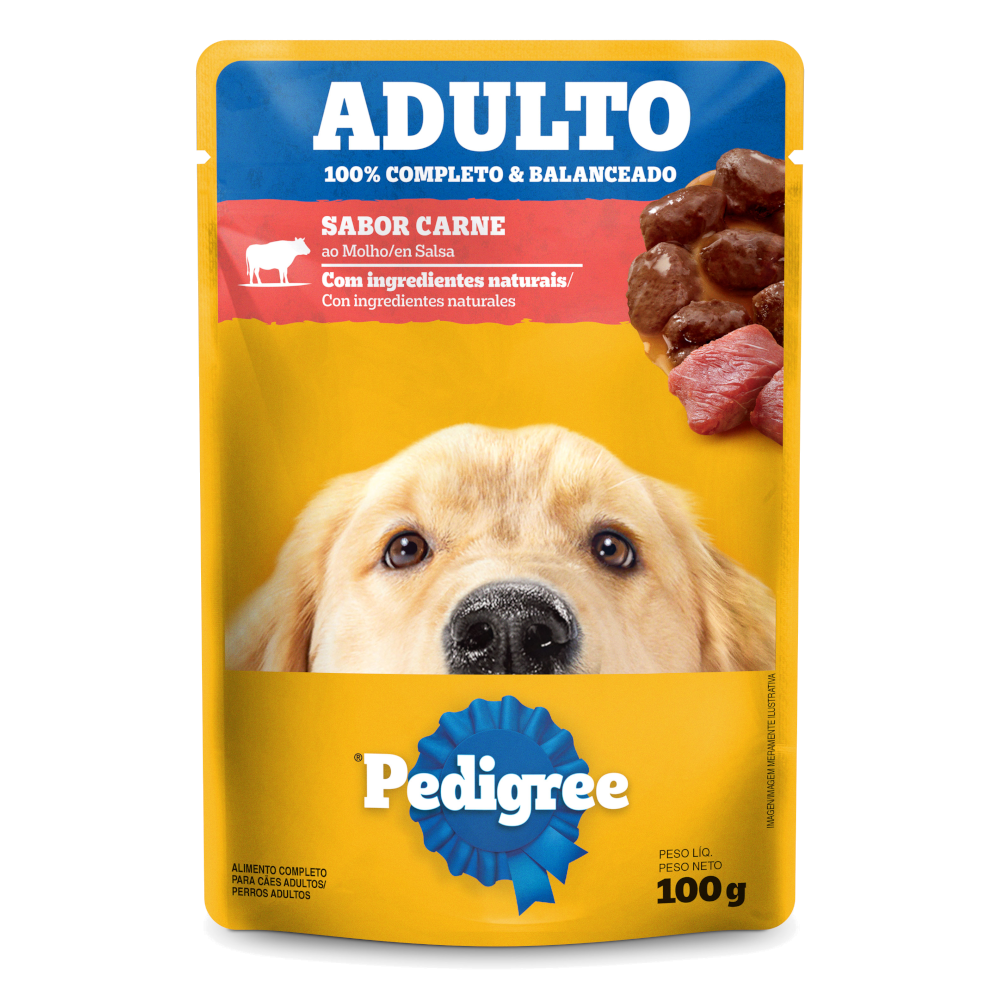 Embalagem de Pedigree Sachê Adulto Sabor Carne ao Molho