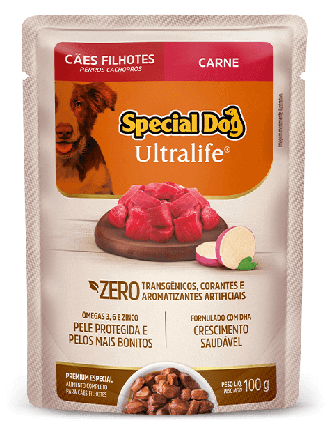 Embalagem de Special Dog Ultralife Cães Filhotes Sabor Carne (Sachê)