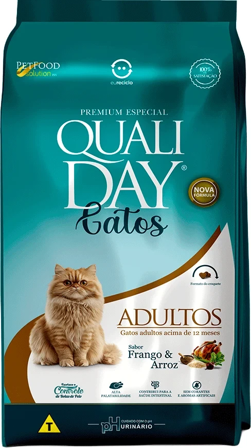 Embalagem de Qualiday Gatos Adultos Sabor Frango e Arroz